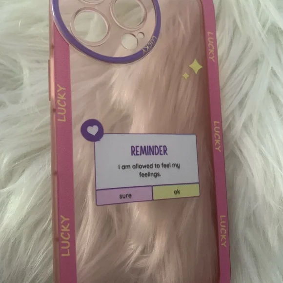 Lucky Brand Pink and Purple 'Reminder' Clear-Back Phone Case - Picture 3 of 3